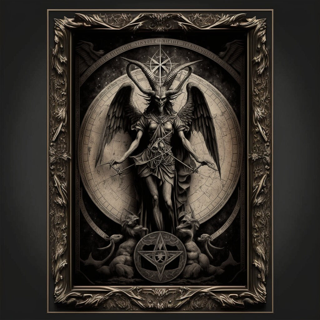 Baphomet Art Print Devil Art Satan Print Lucifer Poster Renaissance Lovecraft. Demon Poster Gothic Artwork Occult Painting Antichrist Print.