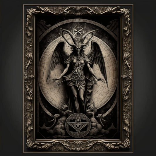 Baphomet Art Print Devil Art Satan Print Lucifer Poster Renaissance Lovecraft. Demon Poster Gothic Artwork Occult Painting Antichrist Print.