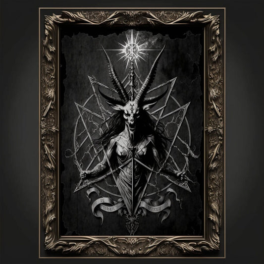 Baphomet Art Print Devil Art Satan Print Lucifer Poster Renaissance Lovecraft. Demon Poster Gothic Artwork Occult Painting Antichrist Print.