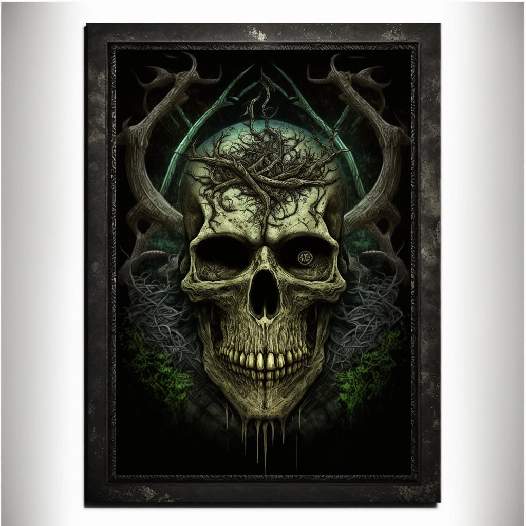 Skull Art Print Devil Art Satan Print Lucifer Poster Renaissance Lovecraft. Demon Poster Gothic Artwork Occult Art Painting Antichrist Print
