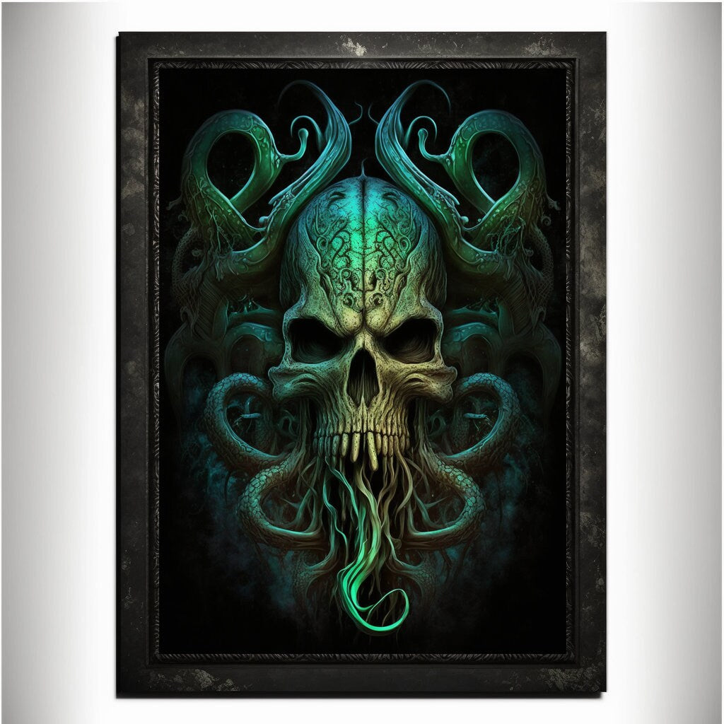 Skull Art Print Devil Art Satan Print Lucifer Poster Renaissance Lovecraft. Demon Poster Gothic Artwork Occult Art Painting Antichrist Print