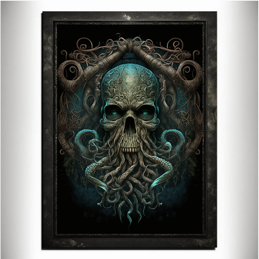 Skull Art Print Devil Art Satan Print Lucifer Poster Renaissance Lovecraft. Demon Poster Gothic Artwork Occult Art Painting Antichrist Print