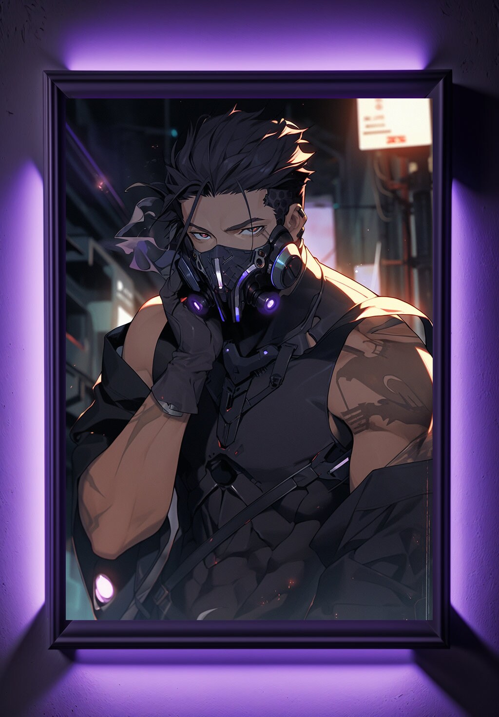 Purple Cyberpunk Anime Art Print Poster, Manga Japanese Movie Poster Wall Art Home Decor Design Poster Animation Science Fiction Film Poster