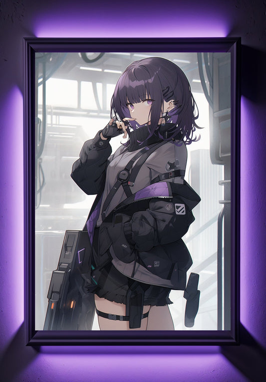 Purple Cyberpunk Anime Art Print Poster, Manga Japanese Movie Poster Wall Art Home Decor Design Poster Animation Science Fiction Film Poster