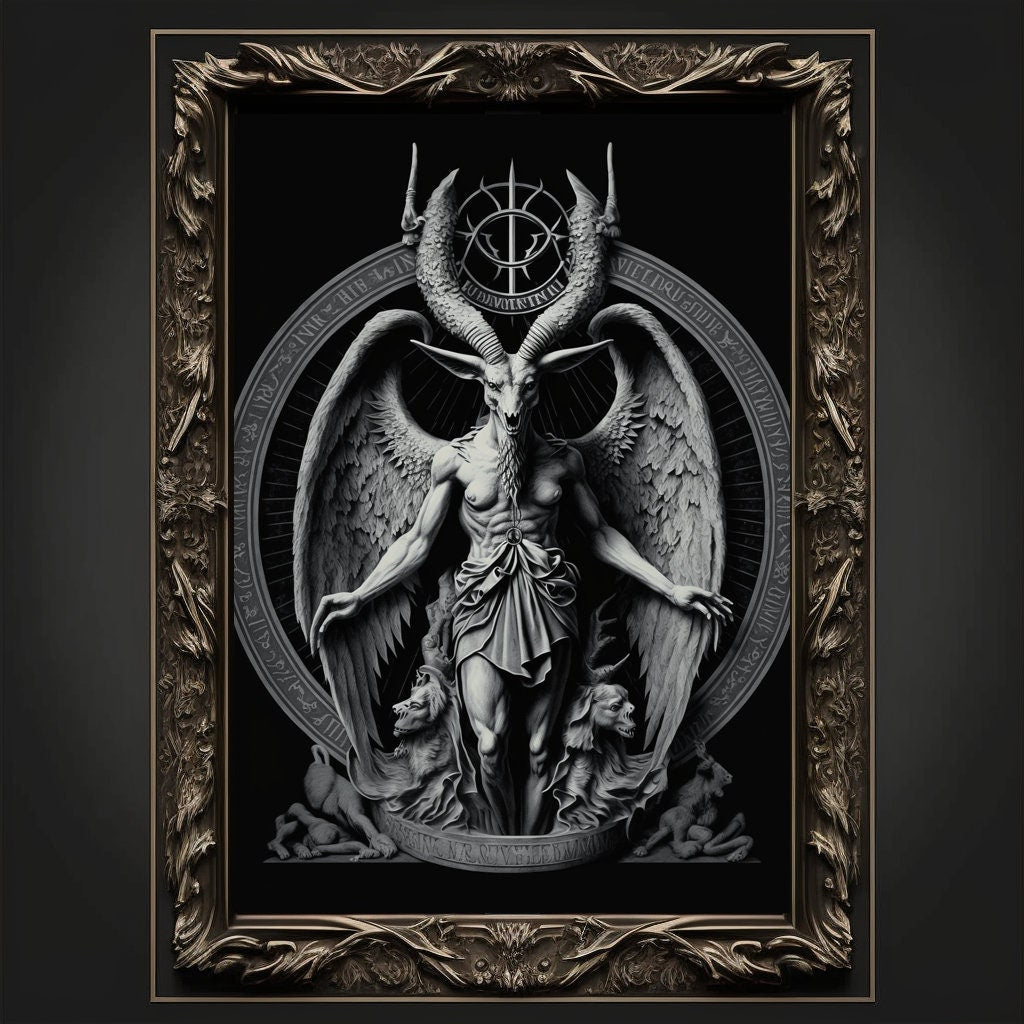 Baphomet Art Print Devil Art Satan Print Lucifer Poster Renaissance Lovecraft. Demon Poster Gothic Artwork Occult Painting Antichrist Print.