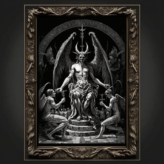 Baphomet Art Print Devil Art Satan Print Lucifer Poster Renaissance Lovecraft. Demon Poster Gothic Artwork Occult Painting Antichrist Print.