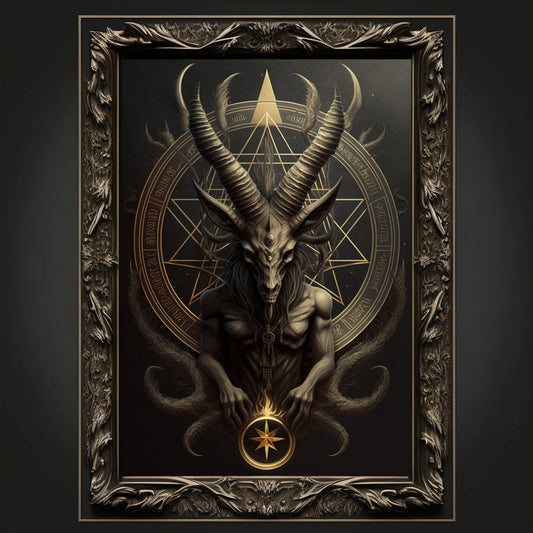 Baphomet Art Print Devil Art Satan Print Lucifer Poster Renaissance Lovecraft. Demon Poster Gothic Artwork Occult Painting Antichrist Print.
