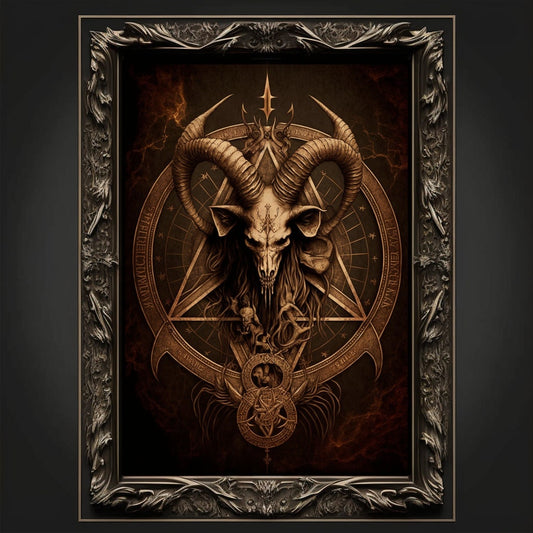 Baphomet Art Print Devil Art Satan Print Lucifer Poster Renaissance Lovecraft. Demon Poster Gothic Artwork Occult Painting Antichrist Print.
