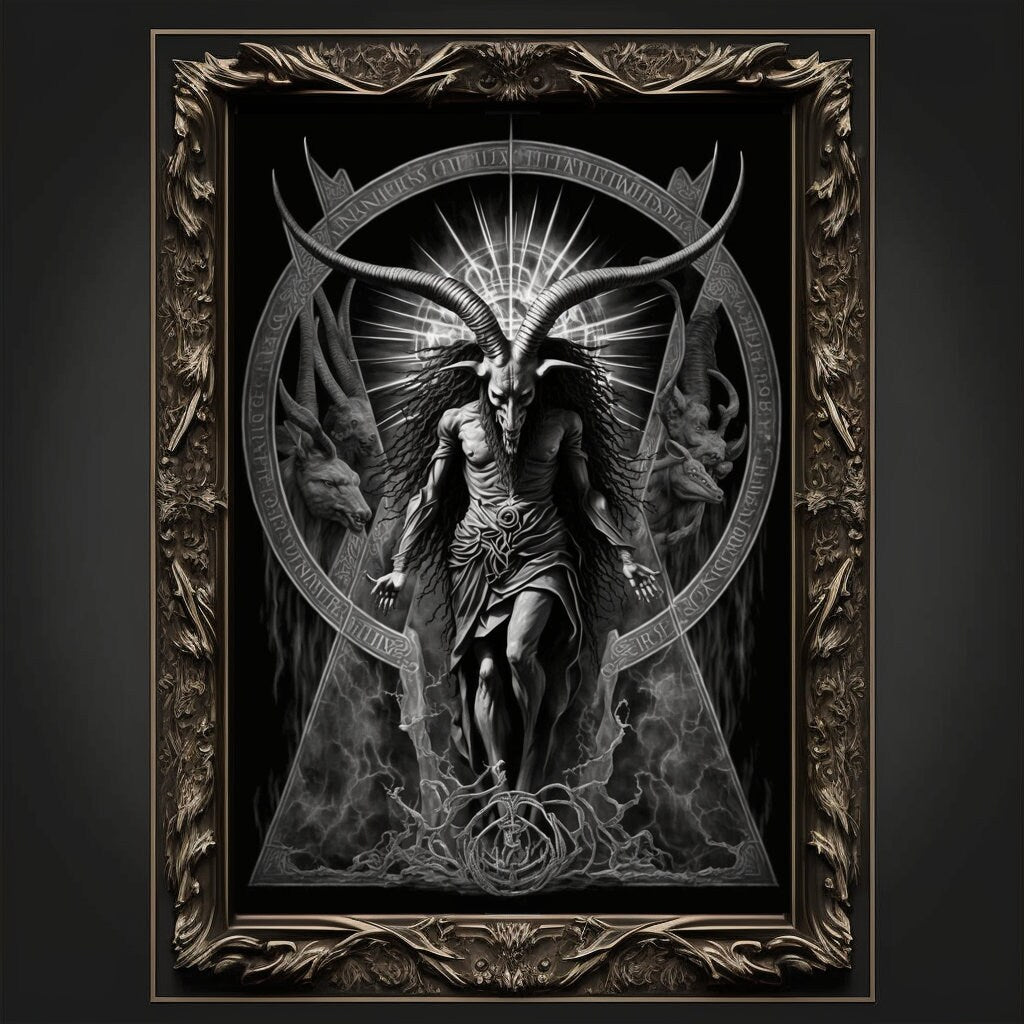 Baphomet Art Print Devil Art Satan Print Lucifer Poster Renaissance Lovecraft. Demon Poster Gothic Artwork Occult Painting Antichrist Print.