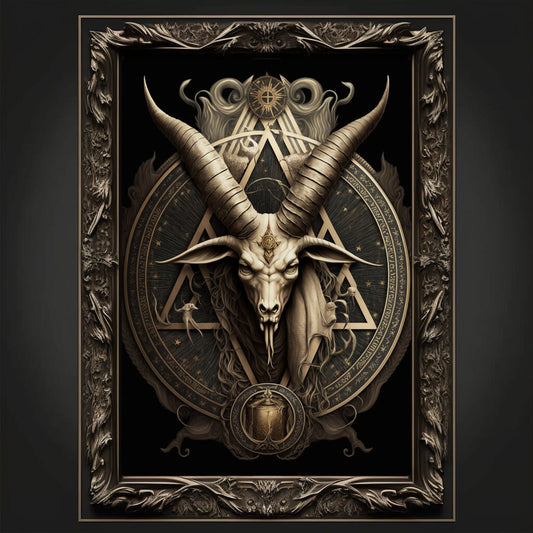 Baphomet Art Print Devil Art Satan Print Lucifer Poster Renaissance Lovecraft. Demon Poster Gothic Artwork Occult Painting Antichrist Print.
