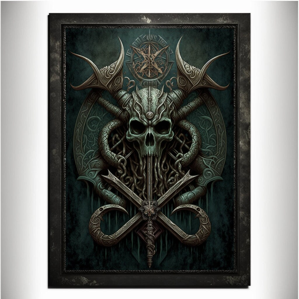 Skull Art Print Devil Art Satan Print Lucifer Poster Renaissance Lovecraft. Demon Poster Gothic Artwork Occult Art Painting Antichrist Print