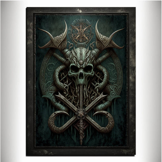 Skull Art Print Devil Art Satan Print Lucifer Poster Renaissance Lovecraft. Demon Poster Gothic Artwork Occult Art Painting Antichrist Print
