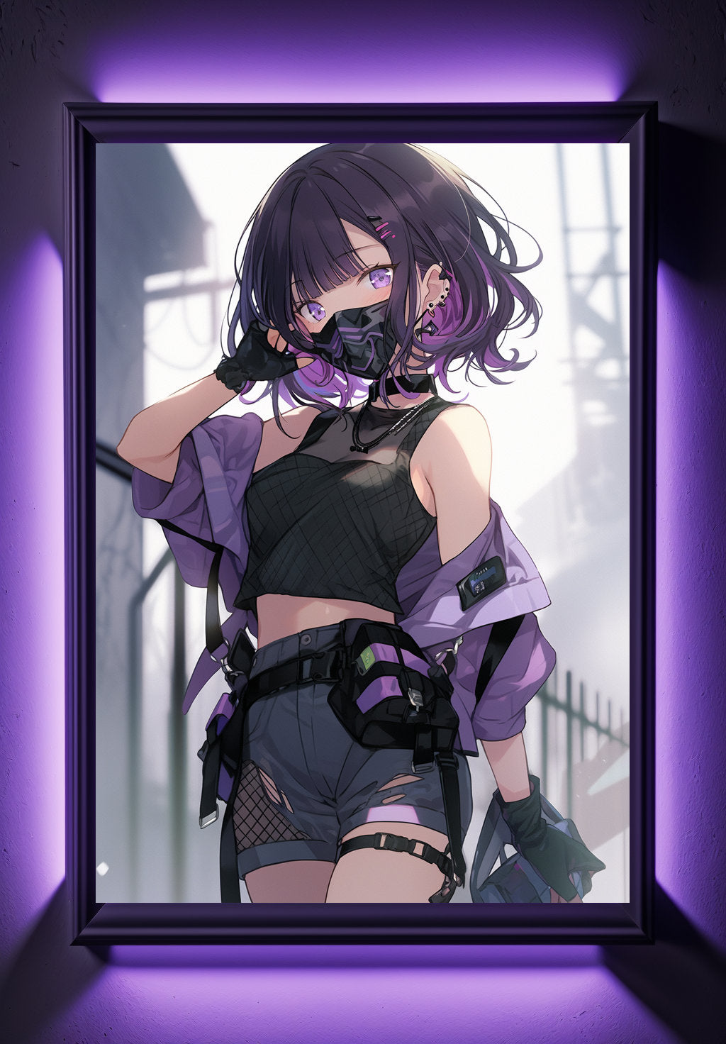 Purple Cyberpunk Anime Art Print Poster, Manga Japanese Movie Poster Wall Art Home Decor Design Poster Animation Science Fiction Film Poster