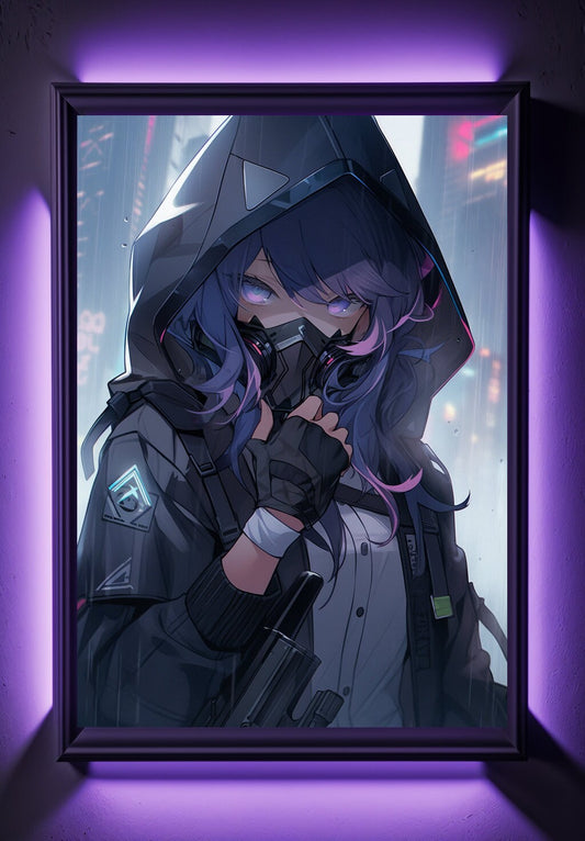 Purple Cyberpunk Anime Art Print Poster, Manga Japanese Movie Poster Wall Art Home Decor Design Poster Animation Science Fiction Film Poster