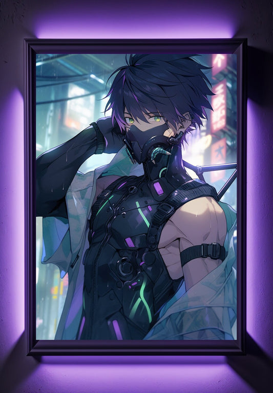 Purple Cyberpunk Anime Art Print Poster, Manga Japanese Movie Poster Wall Art Home Decor Design Poster Animation Science Fiction Film Poster