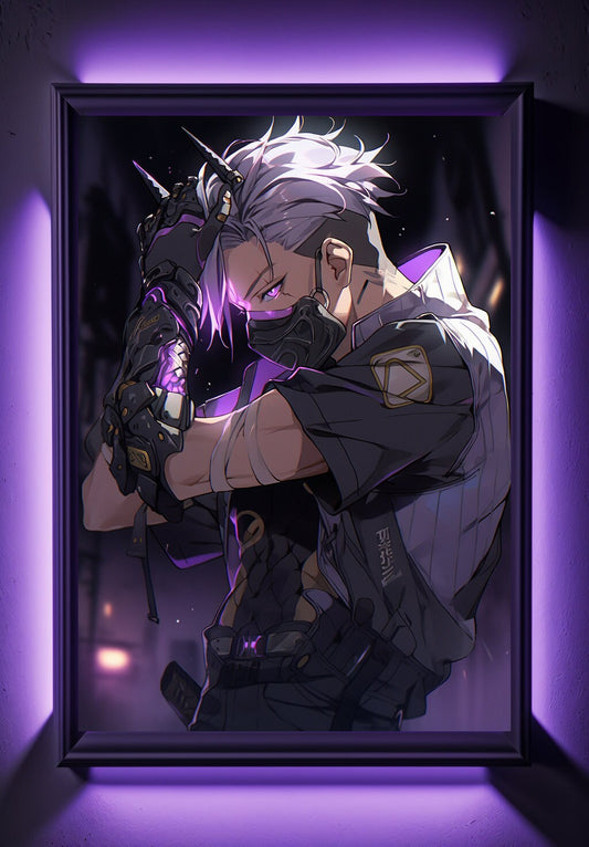 Purple Cyberpunk Anime Art Print Poster, Manga Japanese Movie Poster Wall Art Home Decor Design Poster Animation Science Fiction Film Poster