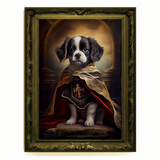 Superhero Puppy Dog Cub Portrait, Animal Painting, Altered Art, Bar Room Poster, Regal Vintage Artwork, Unique Art Prints, Funny Gift