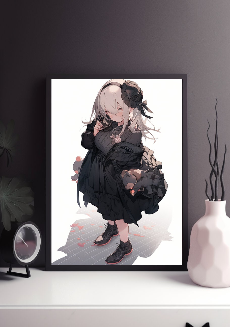 Black Gothic Lolita Anime Art Print Poster, Lolita Manga, Japanese Movie Poster, Wall Art Home Decor, Animation Film Prints