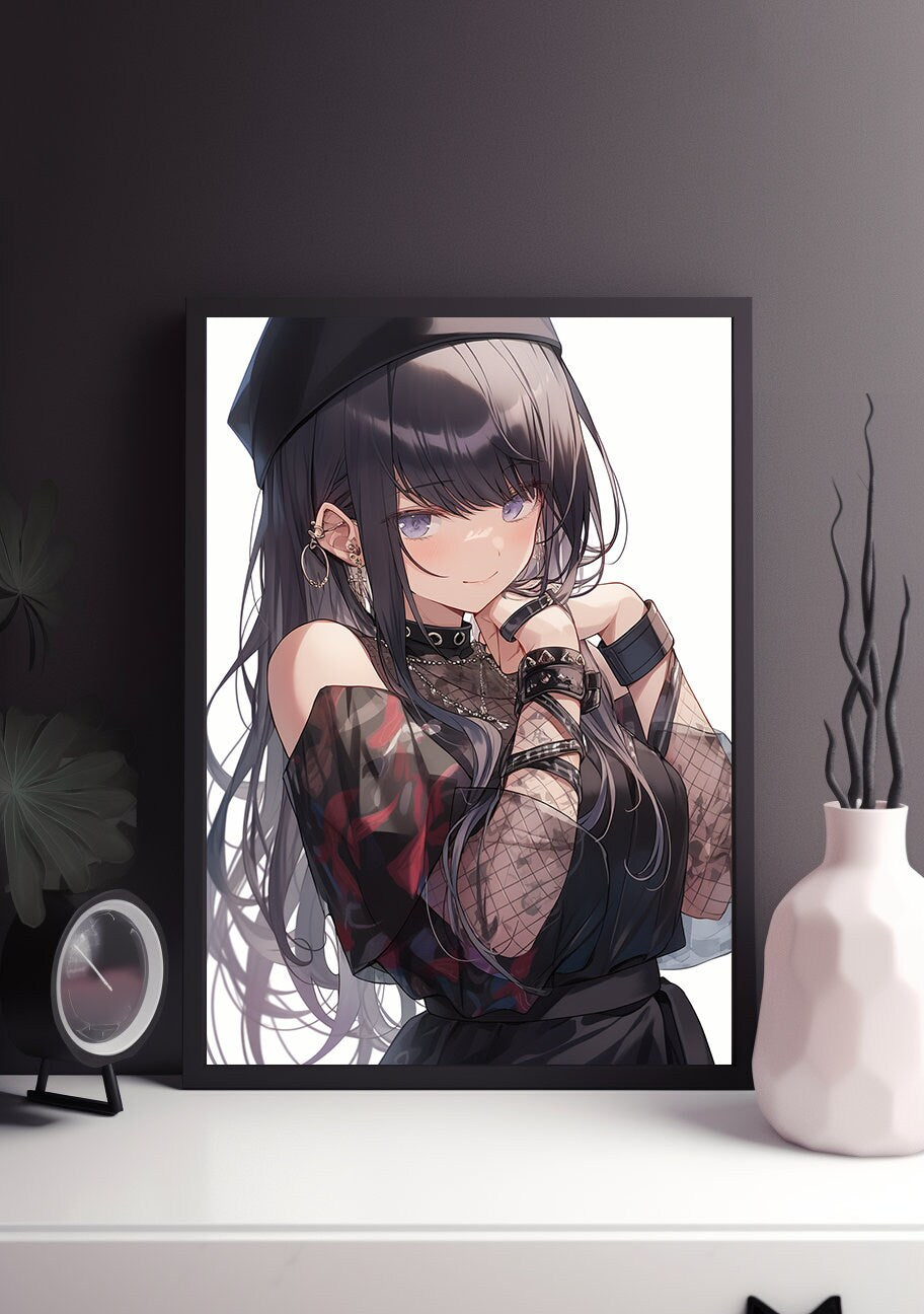 Black Gothic Lolita Anime Art Print Poster, Lolita Manga, Japanese Movie Poster, Wall Art Home Decor, Animation Film Prints