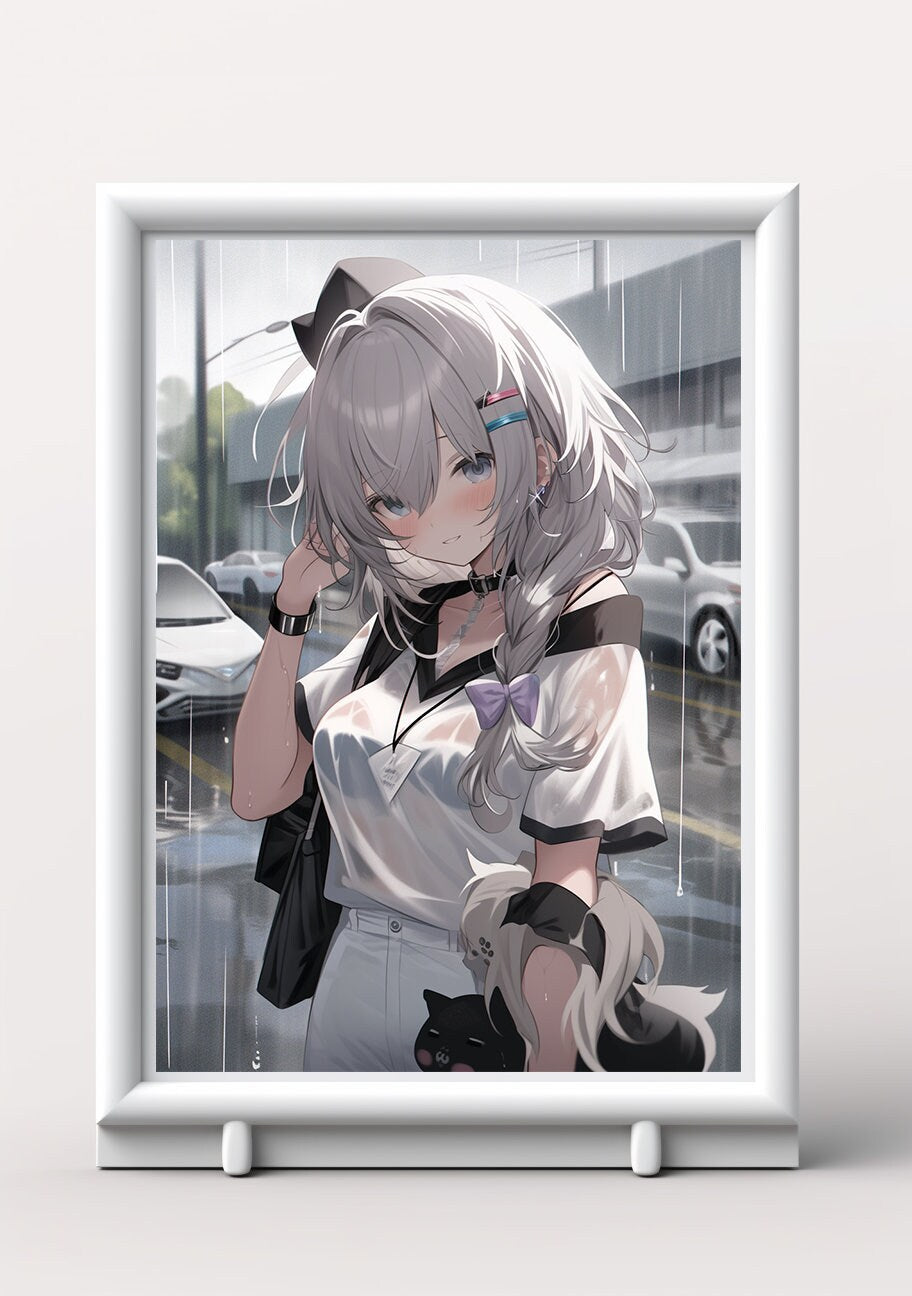 White Wet T-shirt Girl Anime Art Print Poster, Girl In The Rain Manga, Japanese Movie Poster, Wall Art Home Decor, Animation Film Prints