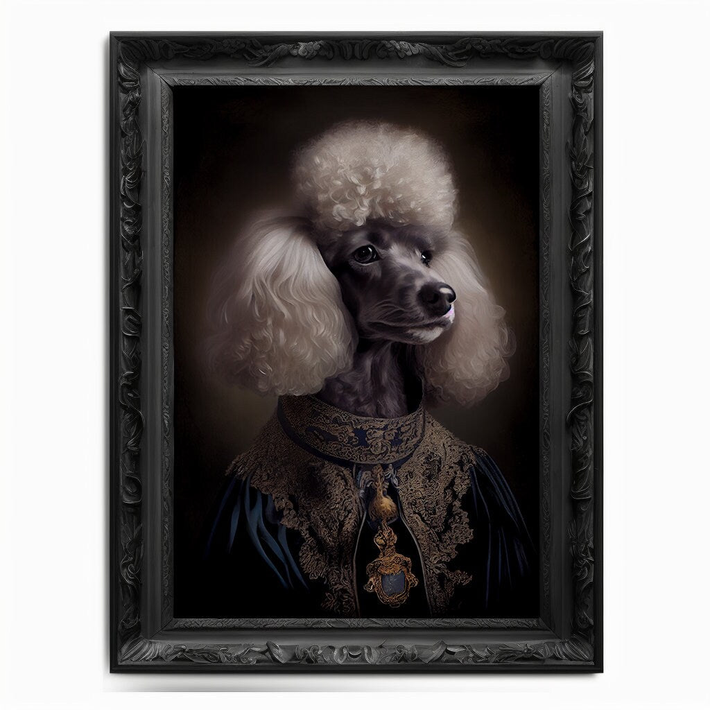 Poodle Wall Art Print, Animal Lover Vintage Regal Dog Art Print Poster Renaissance. Victorian Puppy Portrait, Royal Painting Home Pet Gift