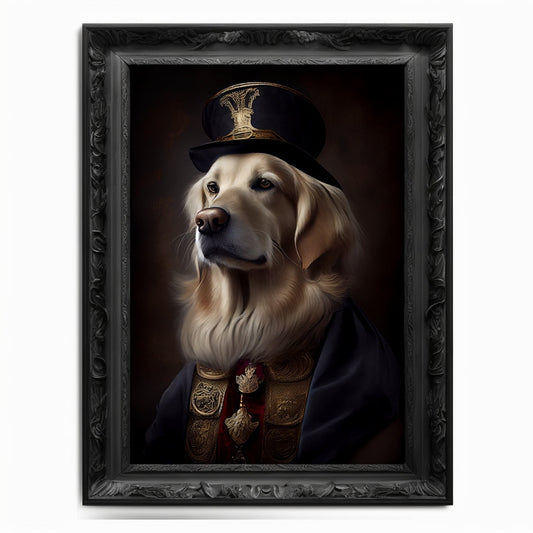 Golden Retriever Wall Art Print, Animal Lover Vintage Regal Dog Art Print Poster Renaissance. Victorian Puppy Portrait, Royal Painting Gift