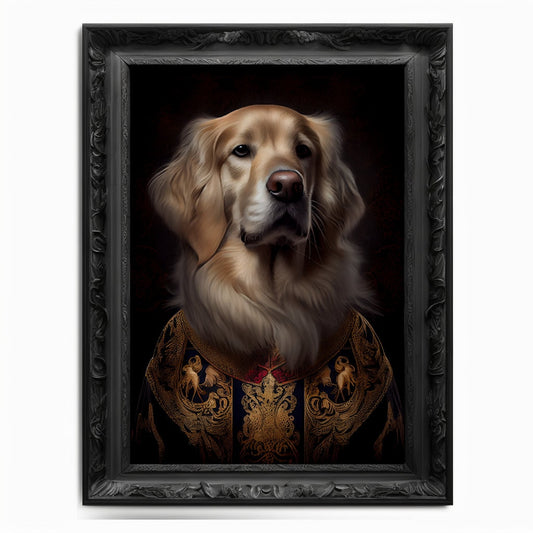 Golden Retriever Wall Art Print, Animal Lover Vintage Regal Dog Art Print Poster Renaissance. Victorian Puppy Portrait, Royal Painting Gift