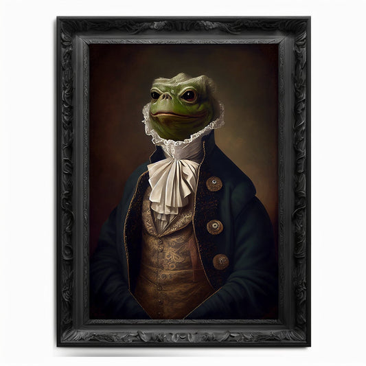 Pepe Meme Wall Art Print, Vintage Regal Pepe The Frog Meme Art Poster Renaissance. Victorian Pepe Portrait, Painting Pepe Coin Crypto Art