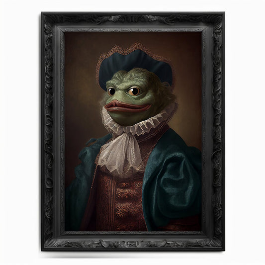 Pepe Meme Wall Art Print, Vintage Regal Pepe The Frog Meme Art Poster Renaissance. Victorian Pepe Portrait, Painting Pepe Coin Crypto Art