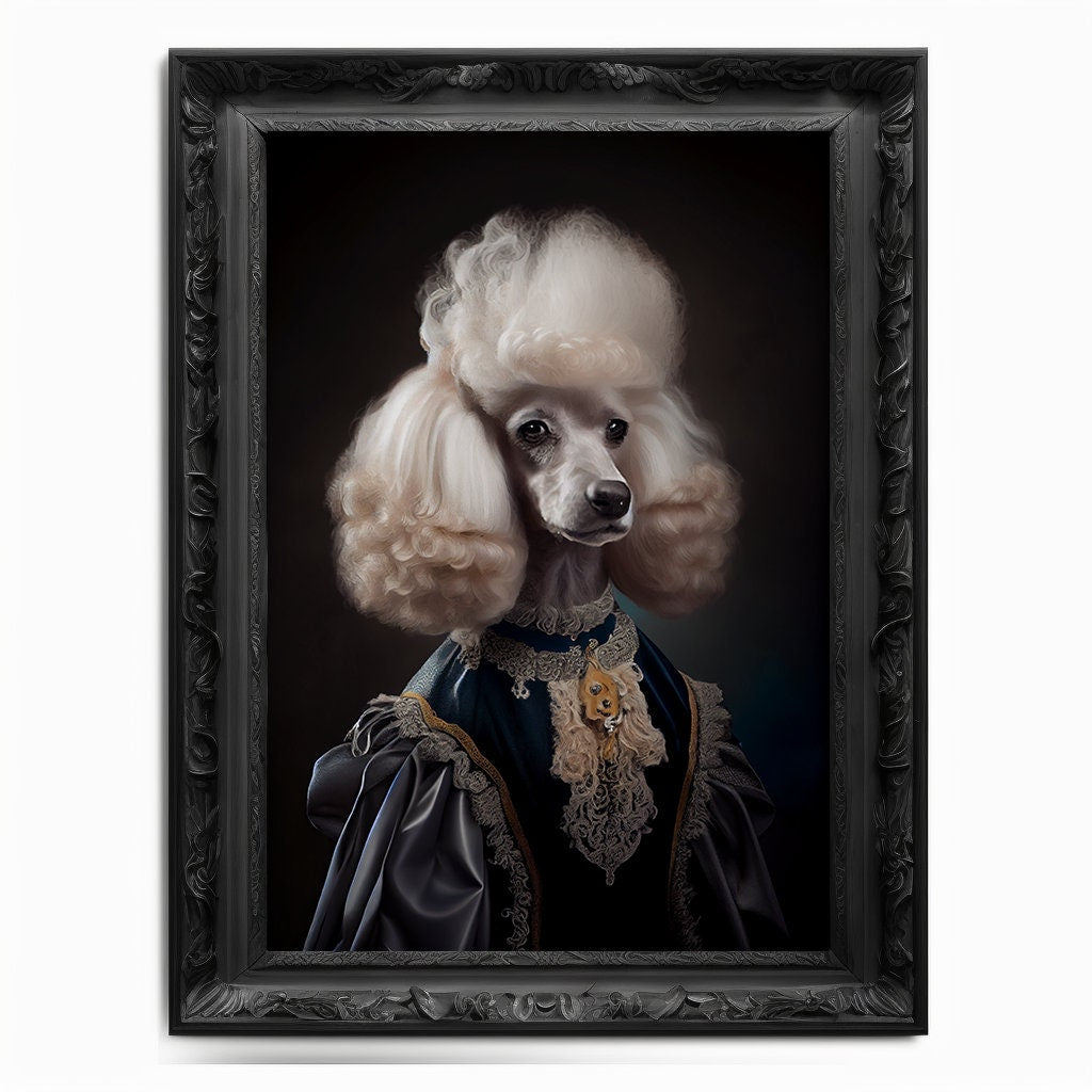 Poodle Wall Art Print, Animal Lover Vintage Regal Dog Art Print Poster Renaissance. Victorian Puppy Portrait, Royal Painting Home Pet Gift
