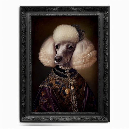 Poodle Wall Art Print, Animal Lover Vintage Regal Dog Art Print Poster Renaissance. Victorian Puppy Portrait, Royal Painting Home Pet Gift