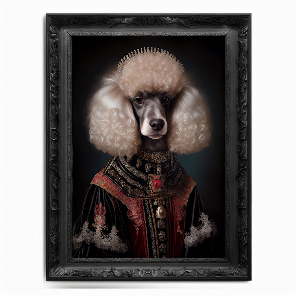 Poodle Wall Art Print, Animal Lover Vintage Regal Dog Art Print Poster Renaissance. Victorian Puppy Portrait, Royal Painting Home Pet Gift