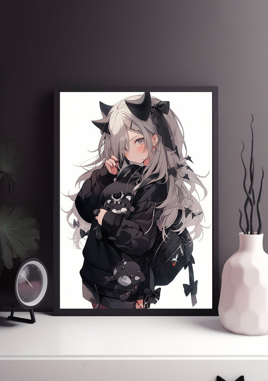 Black Gothic Lolita Anime Art Print Poster, Lolita Manga, Japanese Movie Poster, Wall Art Home Decor, Animation Film Prints