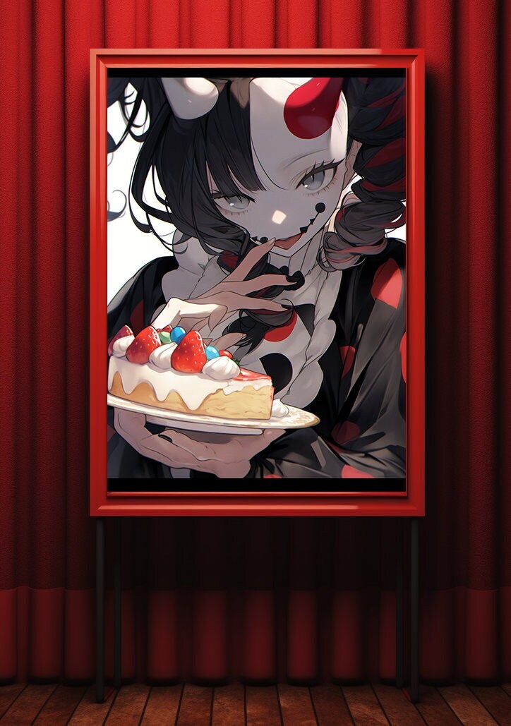 Red Clown Girl Anime Art Print Poster, Circus Manga, Japanese Movie Poster, Wall Art Home Decor, Animation Film Prints