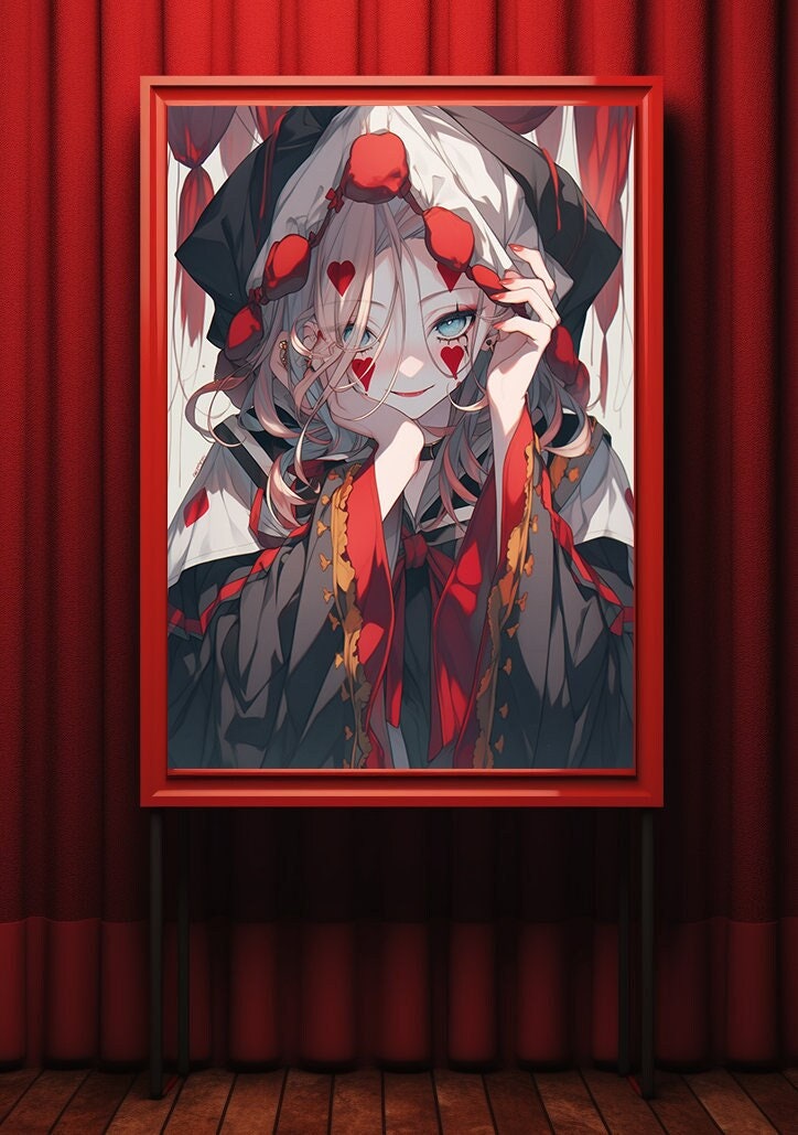 Red Clown Girl Anime Art Print Poster, Circus Manga, Japanese Movie Poster, Wall Art Home Decor, Animation Film Prints