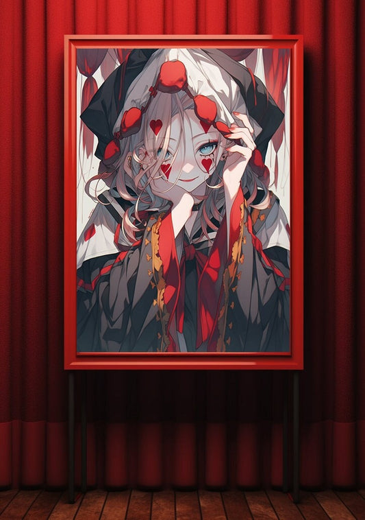 Red Clown Girl Anime Art Print Poster, Circus Manga, Japanese Movie Poster, Wall Art Home Decor, Animation Film Prints