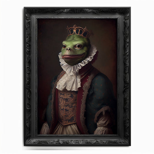 Pepe The Frog Wall Art Print, Vintage Regal Pepe The Frog Art Poster Renaissance. Victorian Pepe Portrait, Painting Pepe Coin Crypto