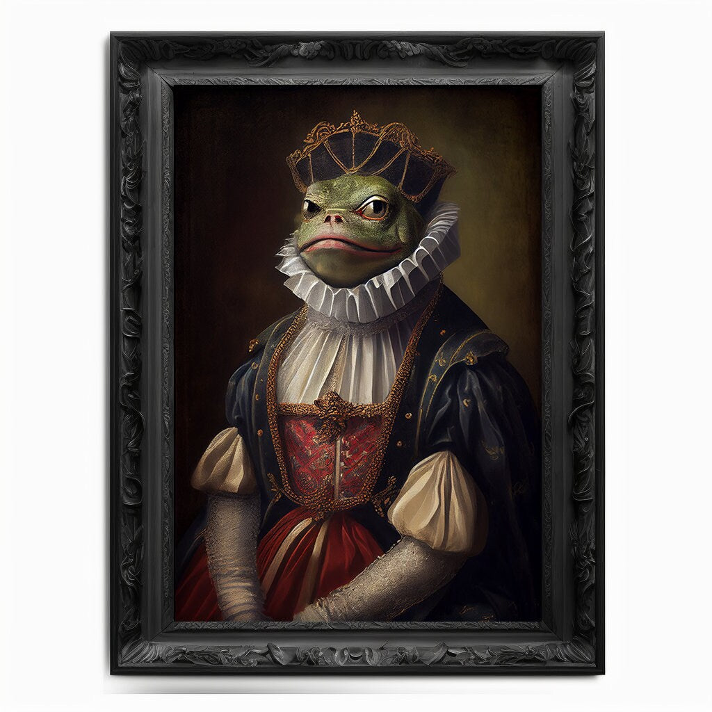 Pepe The Frog Wall Art Print, Vintage Regal Pepe The Frog Art Poster Renaissance. Victorian Pepe Portrait, Painting Pepe Coin Crypto