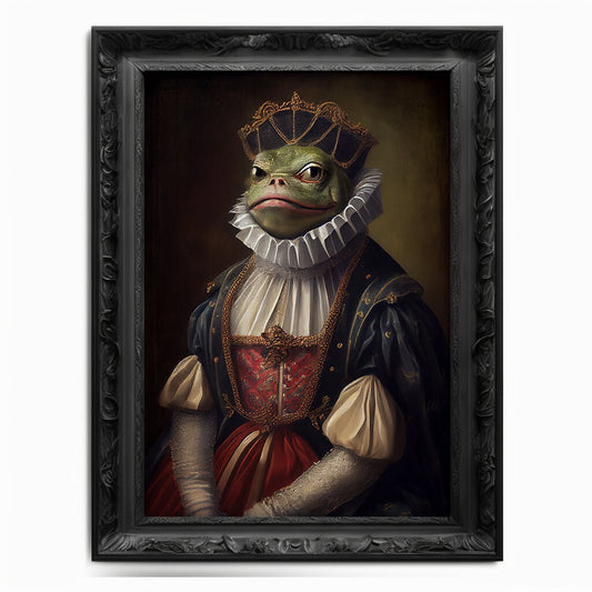 Pepe The Frog Wall Art Print, Vintage Regal Pepe The Frog Art Poster Renaissance. Victorian Pepe Portrait, Painting Pepe Coin Crypto