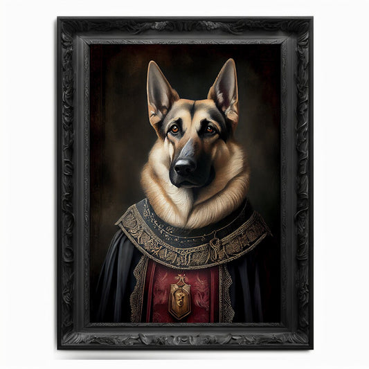 German Shepherd Art Print, Animal Lover Vintage Regal Dog Art Print Poster Renaissance. Victorian Puppy Portrait, Royal Painting Pet Gift