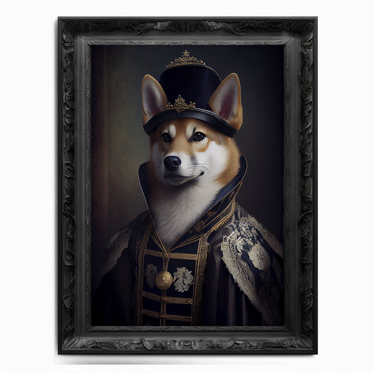 Shiba Inu Art Print, Animal Lover Vintage Regal Dog Floki Print Poster Renaissance. Victorian Puppy Portrait, SHIB Print, DOGE Art