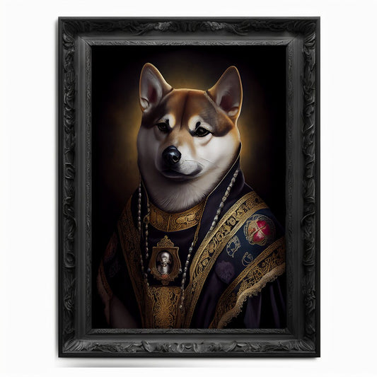 Shiba Inu Art Print, Animal Lover Vintage Regal Dog Floki Print Poster Renaissance. Victorian Puppy Portrait, SHIB Print, DOGE Art