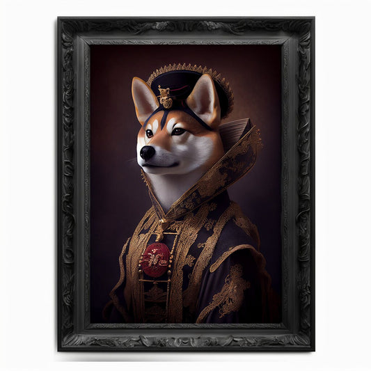 Shiba Inu Art Print, Animal Lover Vintage Regal Dog Floki Print Poster Renaissance. Victorian Puppy Portrait, SHIB Print, DOGE Art