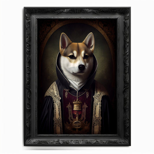 Shiba Inu Art Print, Animal Lover Vintage Regal Dog Floki Print Poster Renaissance. Victorian Puppy Portrait, SHIB Print, DOGE Art
