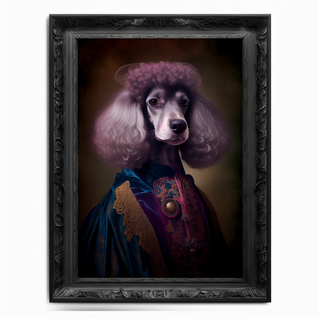 Poodle Wall Art Print, Animal Lover Vintage Regal Dog Art Print Poster Renaissance. Victorian Puppy Portrait, Royal Painting Home Pet Gift