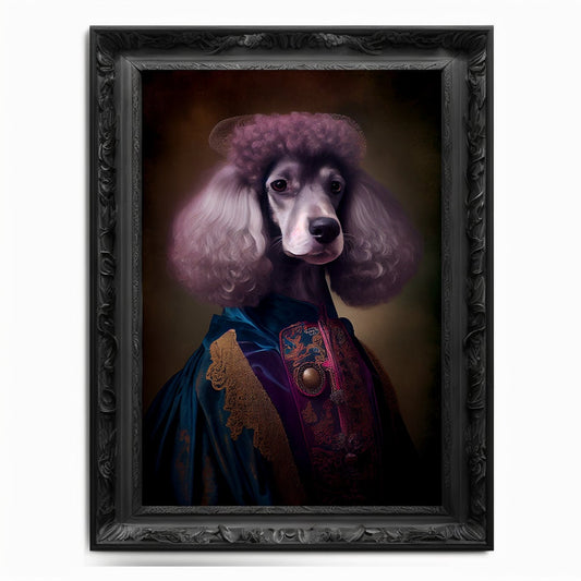 Poodle Wall Art Print, Animal Lover Vintage Regal Dog Art Print Poster Renaissance. Victorian Puppy Portrait, Royal Painting Home Pet Gift