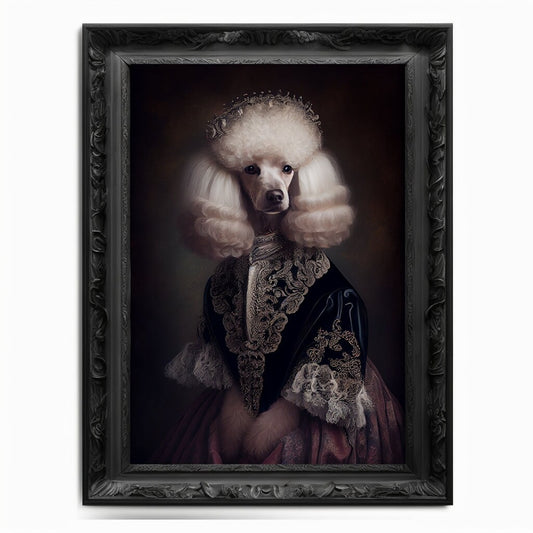 Poodle Wall Art Print, Animal Lover Vintage Regal Dog Art Print Poster Renaissance. Victorian Puppy Portrait, Royal Painting Home Pet Gift