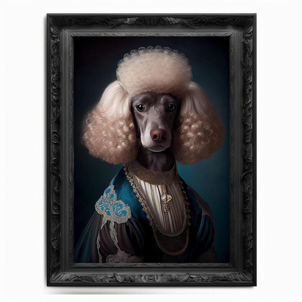 Poodle Wall Art Print, Animal Lover Vintage Regal Dog Art Print Poster Renaissance. Victorian Puppy Portrait, Royal Painting Home Pet Gift