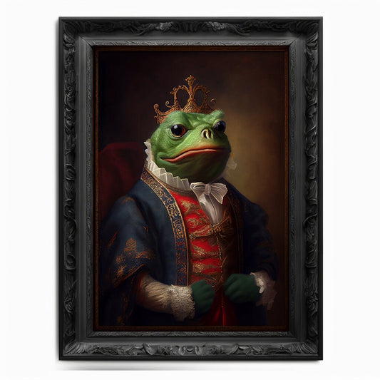 Pepe Meme Wall Art Print, Vintage Regal Pepe The Frog Meme Art Poster Renaissance. Victorian Pepe Portrait, Painting Pepe Coin Crypto Art