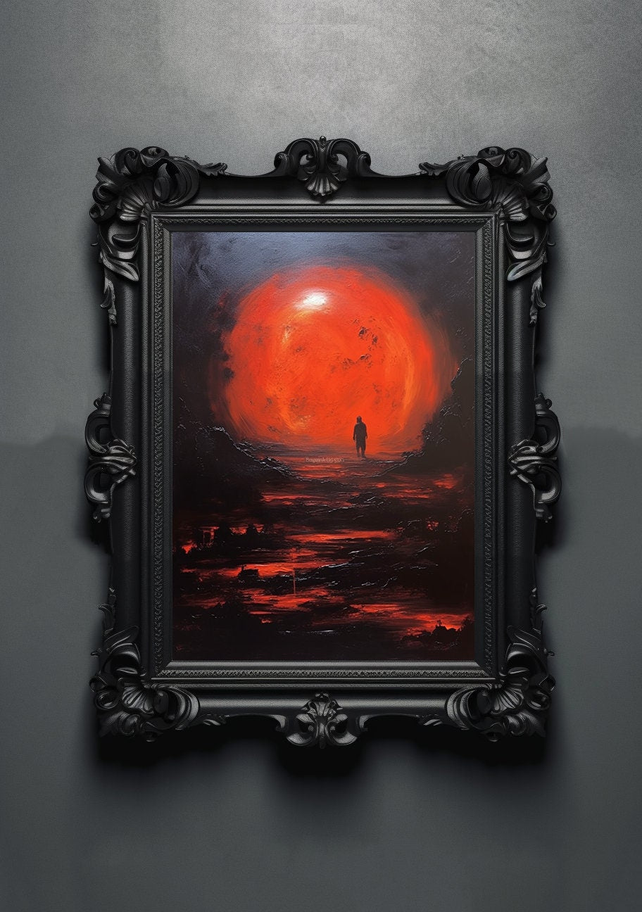 Demon Planet. Gothic Prints. Oil Painting. Skull Poster. Demonic Palace. Spooky Gifts. Gothic Home Decor. Gothic Art. Witchy Gifts. Space.